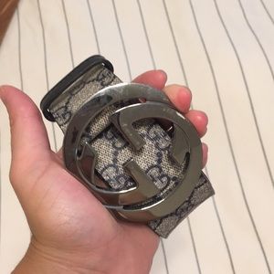 Gucci Monogram Navy Belt 100% AUTHENTIC